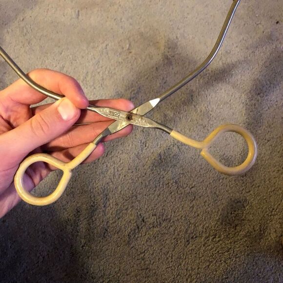 Vintage EKCO Scissor Tongs 10''  White Rubber Grip Handles Hot Dog Serving USA - Picture 6 of 8